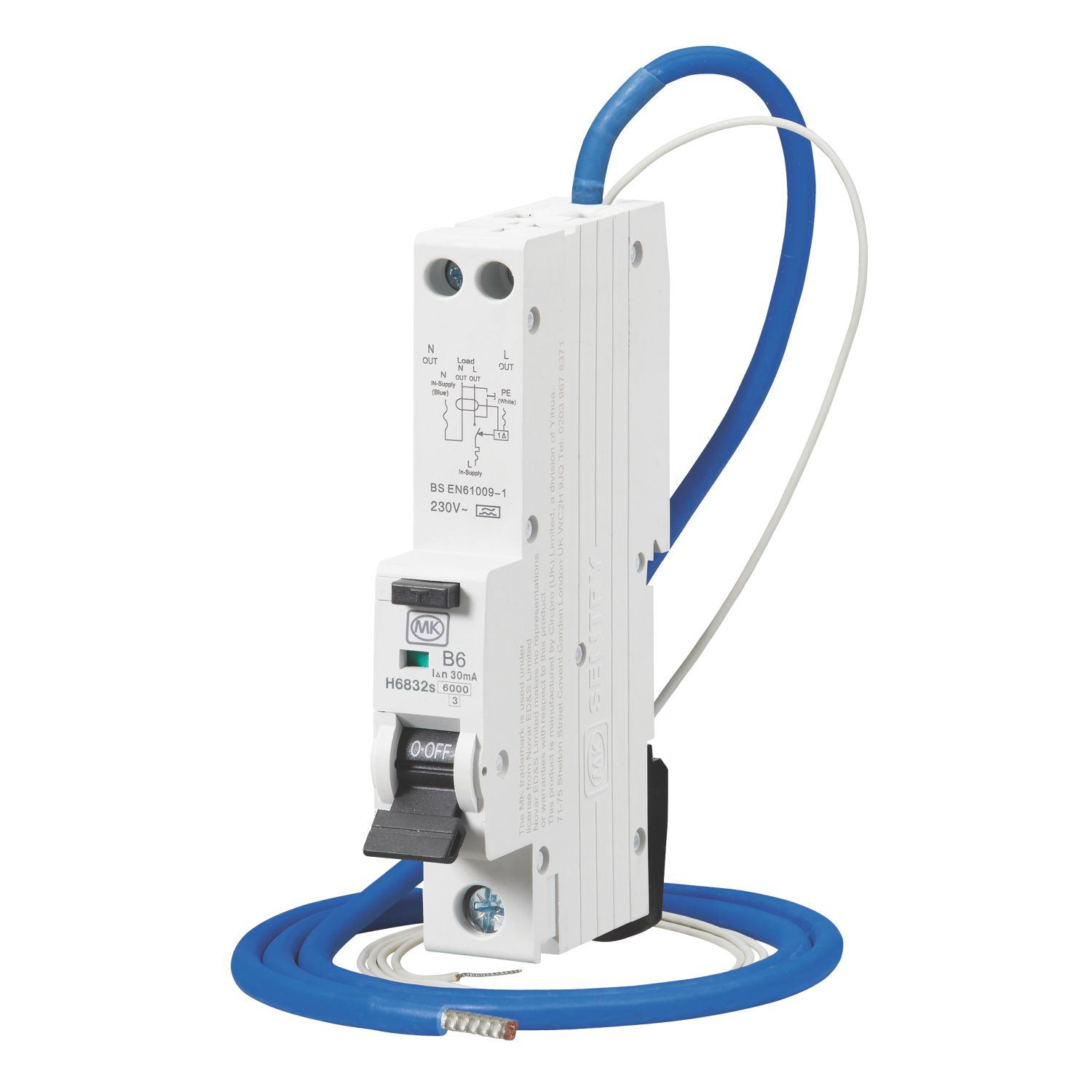 MK Sentry 6A 30mA Type A SP B Curve RCBO (655PX)