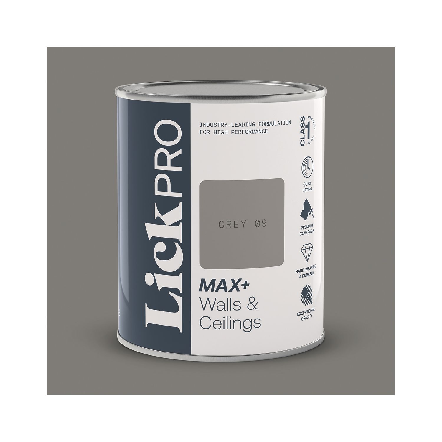 LickPro Max+ 1Ltr Grey 09 Matt Emulsion Paint (655TM)