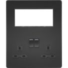 Knightsbridge  13A 2-Gang DP Combination Plate Matt Black with Black Inserts