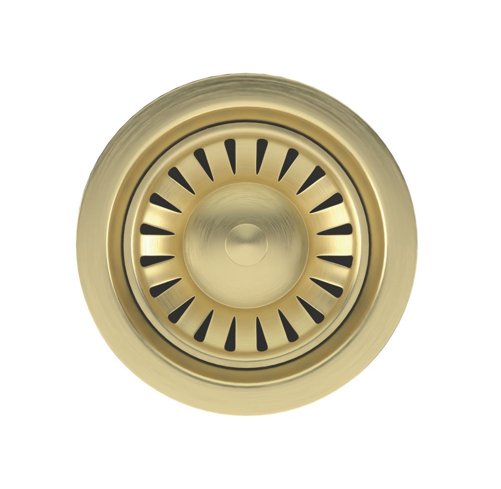 ETAL Sink Strainer Waste with Overflow & Cover Plate Brushed Brass 90mm Screwfix