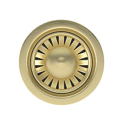 ETAL Sink Strainer Waste with Overflow & Cover Plate Brushed Brass 90mm