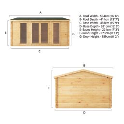 Mercia Home Office Director 16' x 12' 6" (Nominal) Apex Timber Log Cabin