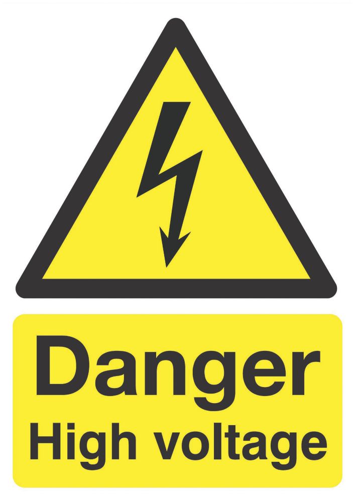 Electrical Safety "Danger High Voltage" Sign 210mm x 148mm Screwfix