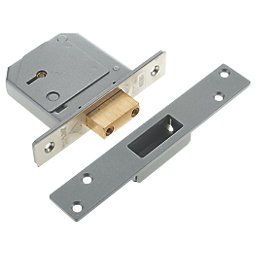 Union Fire Rated Satin Chrome BS 5-Lever Mortice Deadlock 80mm Case - 53mm Backset