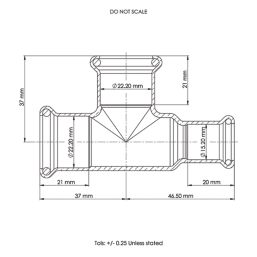 Flomasta  Copper Press-Fit Reducing M-Profile Tee 22mm x 15mm x 22mm