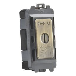 Knightsbridge Key Operated 10A Grid 3-Pole Fan Isolator Switch Antique Brass