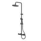 Refurb Swirl Bonda HP Rear-Fed Exposed Matt Black Thermostatic Multi Head Shower