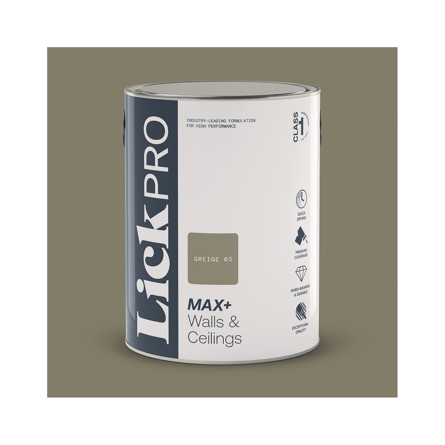 LickPro Max+ 5Ltr Greige 03 Eggshell Emulsion Paint (656JY)