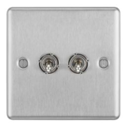 LAP  20A 16AX 2-Gang 2-Way Toggle Switch  Brushed Stainless Steel