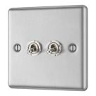 LAP  20A 16AX 2-Gang 2-Way Toggle Switch  Brushed Stainless Steel