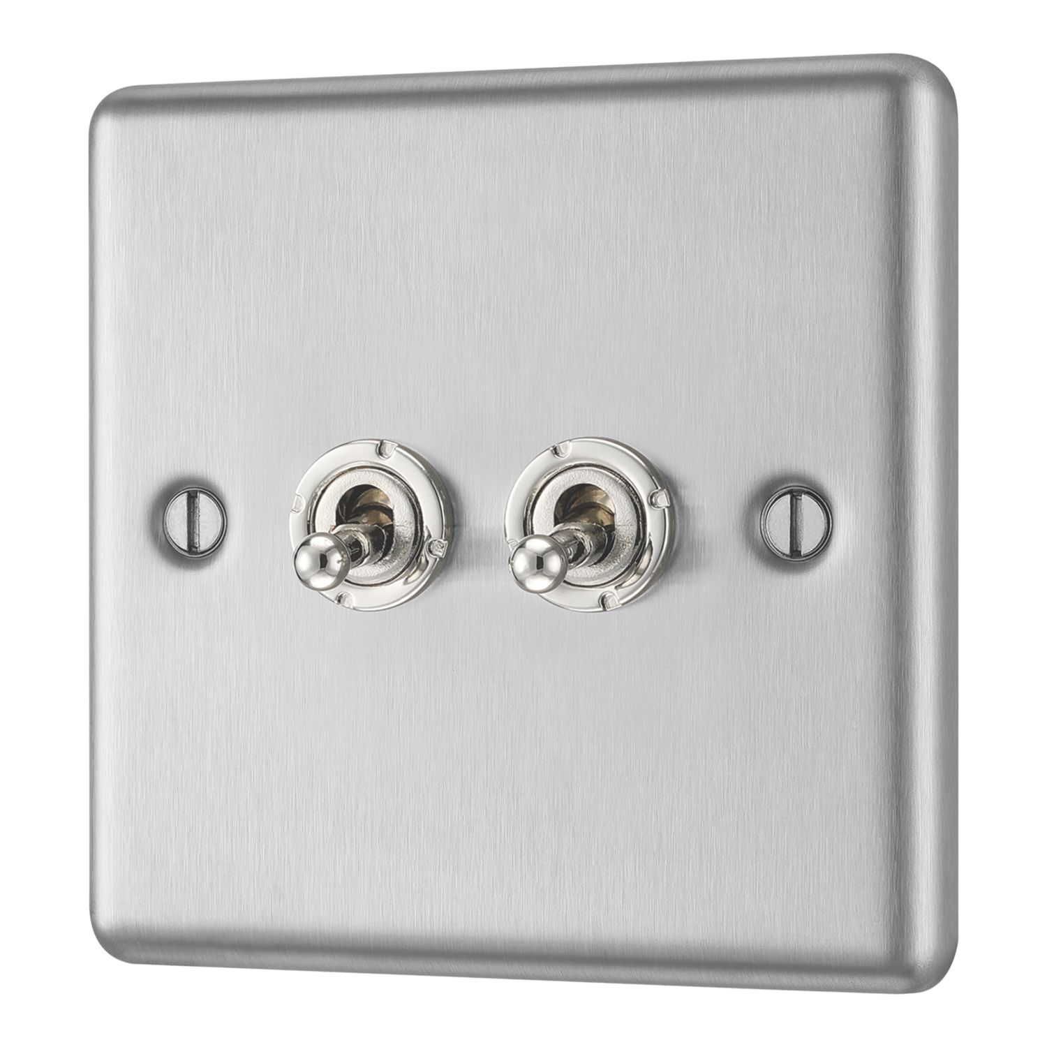 LAP 20A 16AX 2-Gang 2-Way Toggle Switch Brushed Stainless Steel (656PN)