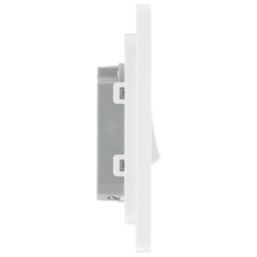 British General Evolve 10A 1-Gang 1-Way Press Switch Brushed Steel with White Inserts