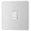 British General Evolve 10A 1-Gang 1-Way Press Switch Brushed Steel with White Inserts