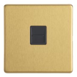 Contactum Lyric 1-Gang Master Telephone Socket Brushed Brass with Black Inserts