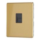 Contactum Lyric 1-Gang Master Telephone Socket Brushed Brass with Black Inserts