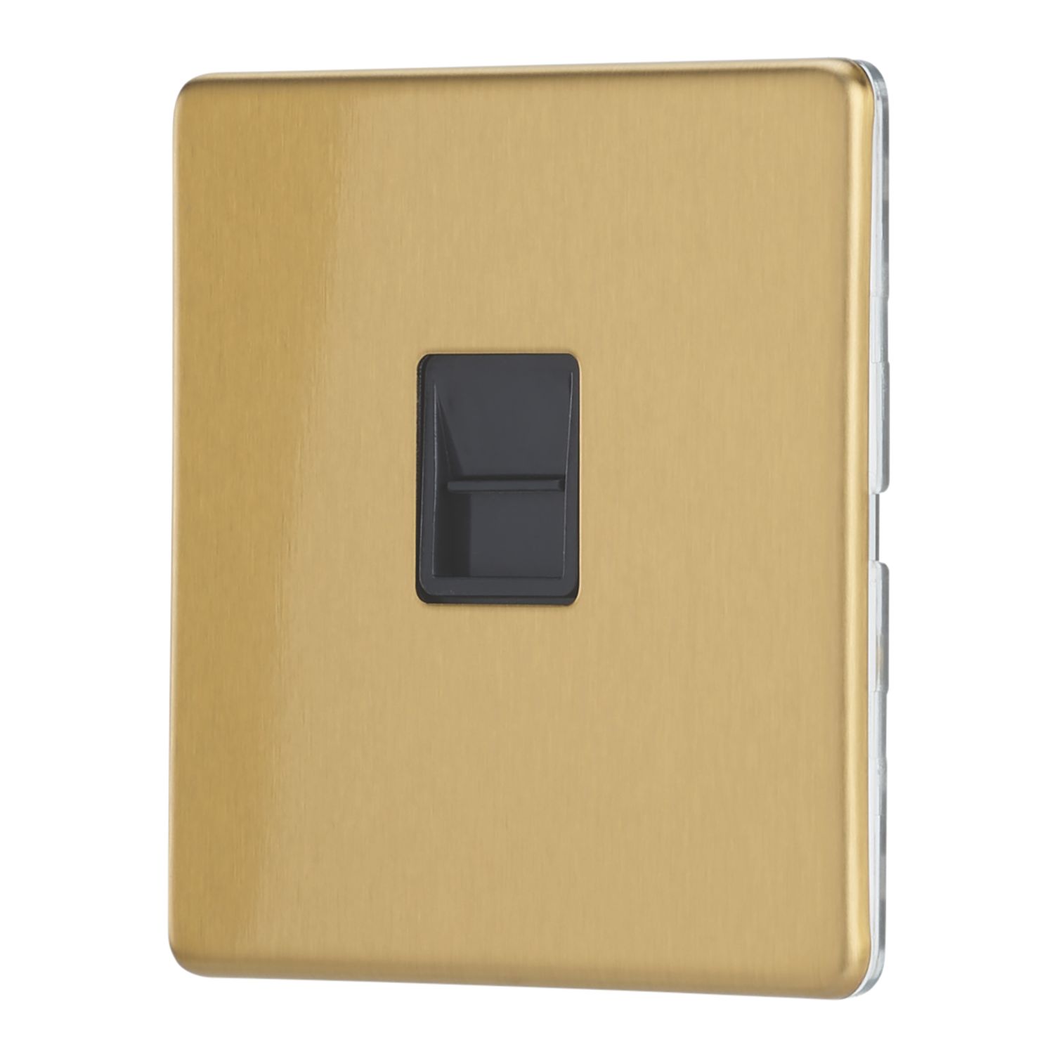 Contactum Lyric 1-Gang Master Telephone Socket Brushed Brass with Black Inserts (656RP)