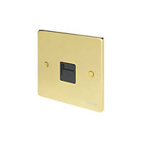 Schneider Electric Ultimate Low Profile Slave Telephone Socket Polished Brass with Black Inserts