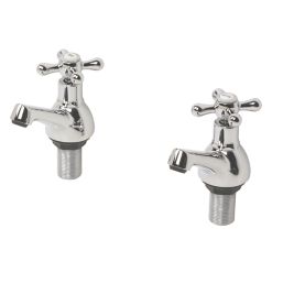 Refurb Swirl Traditional Chrome 85.5mm Deck Mounted Cross Head 2 Tap Holes Bath Pillar Tap