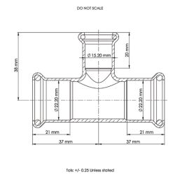 Flomasta  Copper Press-Fit Reducing M-Profile Tee 22mm x 22mm x 15mm
