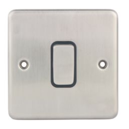 Hager Sollysta WRDP84BSB 20A 1-Gang 2P+E Control Switch Brushed Steel  with Black Inserts