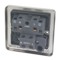 Hager Sollysta WRDP84BSB 20A 1-Gang 2P+E Control Switch Brushed Steel  with Black Inserts