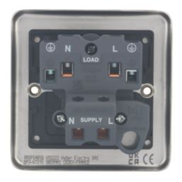 Hager Sollysta WRDP84BSB 20A 1-Gang 2P+E Control Switch Brushed Steel  with Black Inserts
