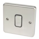 Hager Sollysta WRDP84BSB 20A 1-Gang 2P+E Control Switch Brushed Steel  with Black Inserts