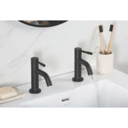 Bristan Mila Black 130mm Cloakroom Lever 2 Tap Holes Basin Pillar Tap