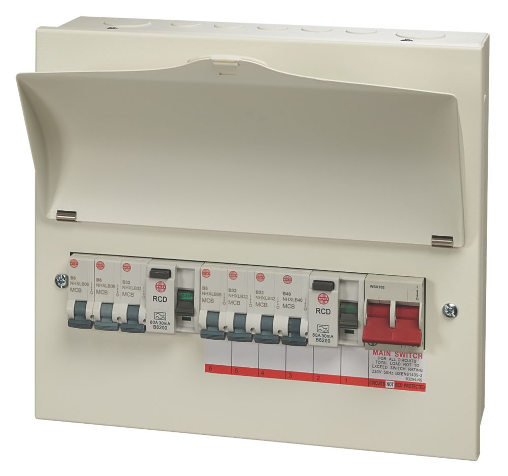 Wylex 13-Module 7-Way Populated Dual RCD Consumer Unit - Screwfix
