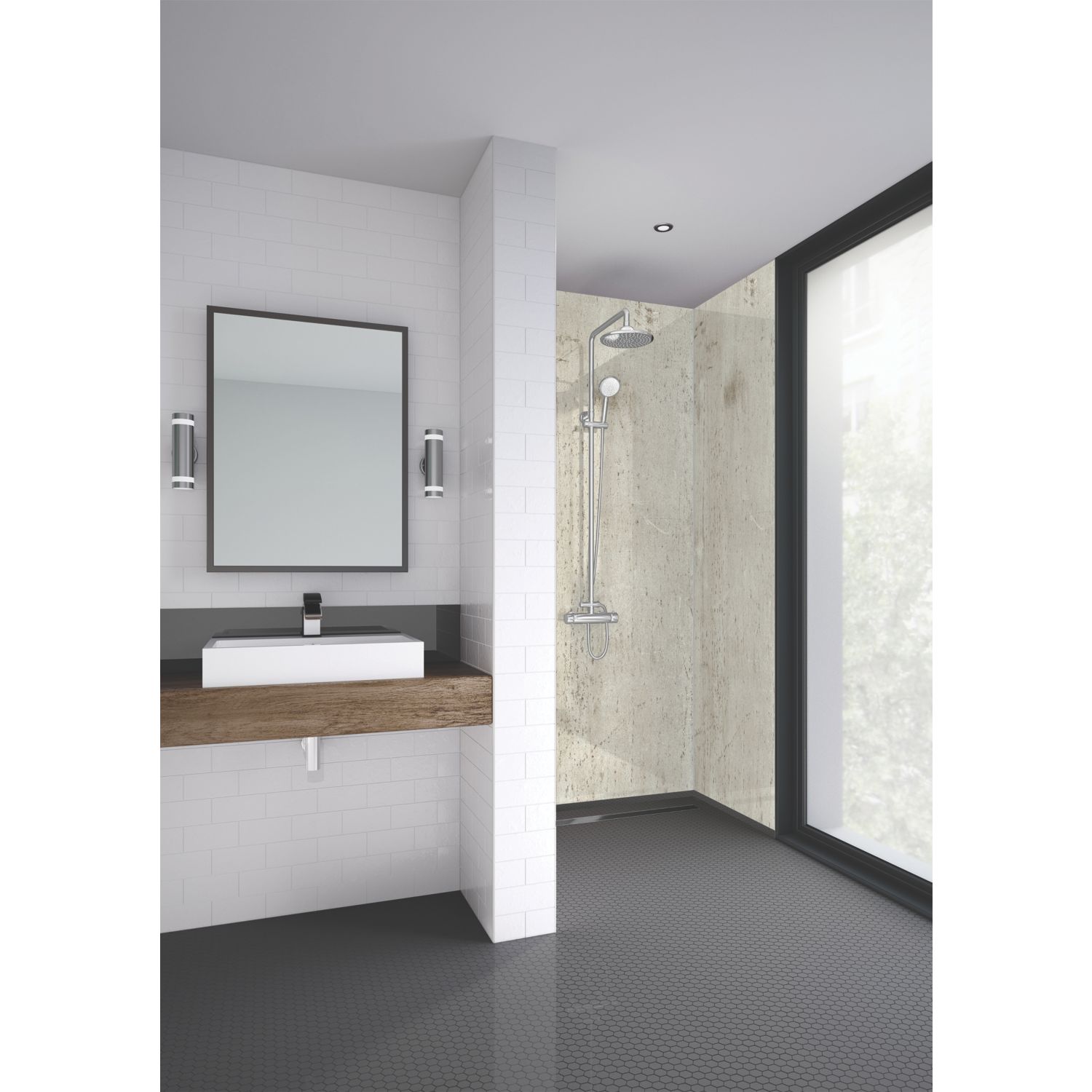 Splashwall Bathroom Wall Panel Matt Cream Stone 2420mm x 1210mm x 11mm (657KU)