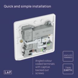 LAP  13A 1-Gang SP Switched Socket + 3A 18W 2-Outlet Type A & C USB Charger White with Colour-Matched Inserts