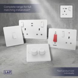 LAP  13A 1-Gang SP Switched Socket + 3A 18W 2-Outlet Type A & C USB Charger White with Colour-Matched Inserts