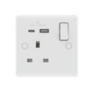 LAP  13A 1-Gang SP Switched Socket + 3A 18W 2-Outlet Type A & C USB Charger White with Colour-Matched Inserts