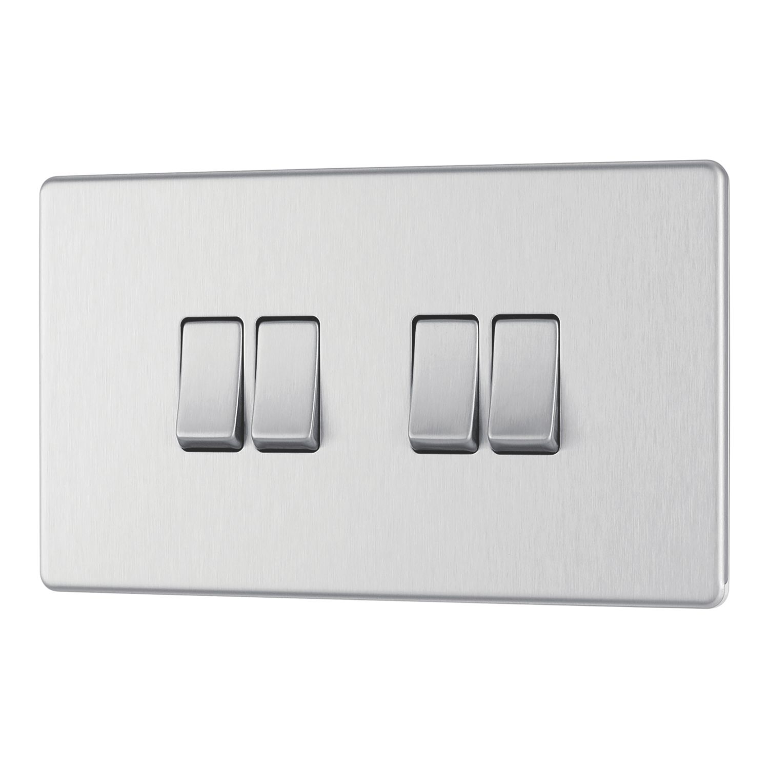LAP 20A 16AX 4-Gang 2-Way Light Switch Brushed Stainless Steel (657PN)