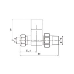 ETAL Swelt 15mm x 1/2" Matt Black Straight Designer Manual Radiator Valve Head & Body  2 Pack