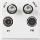 Knightsbridge Curved Edge Modular Coaxial TV / FM & Twin Satellite Socket White