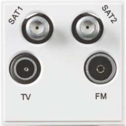 Knightsbridge Curved Edge Modular Coaxial TV / FM & Twin Satellite Socket White