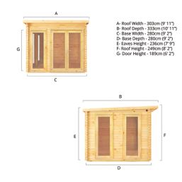 Mercia Studio 9' x 9' (Nominal) Pent Timber Log Cabin