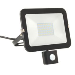 Brackenheath iSpot Outdoor LED Slim Floodlight With PIR Sensor Black 30W 2700lm