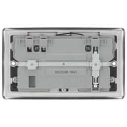LAP  13A 2-Gang SP Switched Wi-Fi Extender + 2.1A 10.5W 1-Outlet Type A USB Charger Brushed Steel with Black Inserts