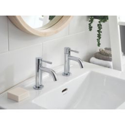 Bristan Mila Chrome 130mm Cloakroom Lever 2 Tap Holes Basin Pillar Tap