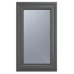 Crystal  Left-Hand Opening Obscure Triple-Glazed Casement Anthracite on White uPVC Window 610mm x 820mm