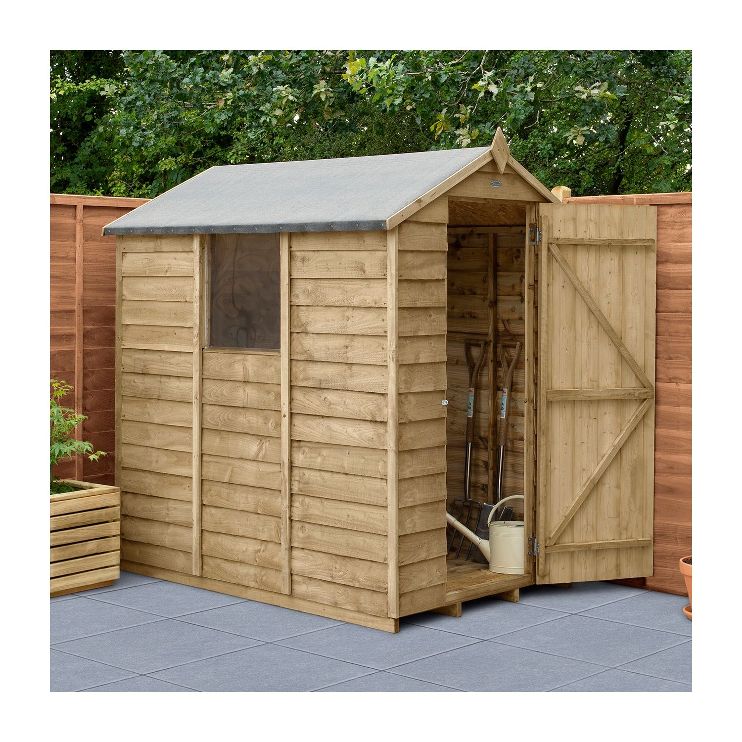 Forest 4' x 6' (Nominal) Apex Overlap Timber Shed with Assembly (658JR)