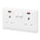 MK Base 13A 2-Gang SP Switched Socket White with Neon
