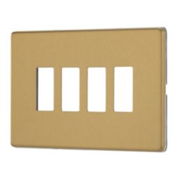 Contactum Lyric 4-Module Grid Faceplate Brushed Brass