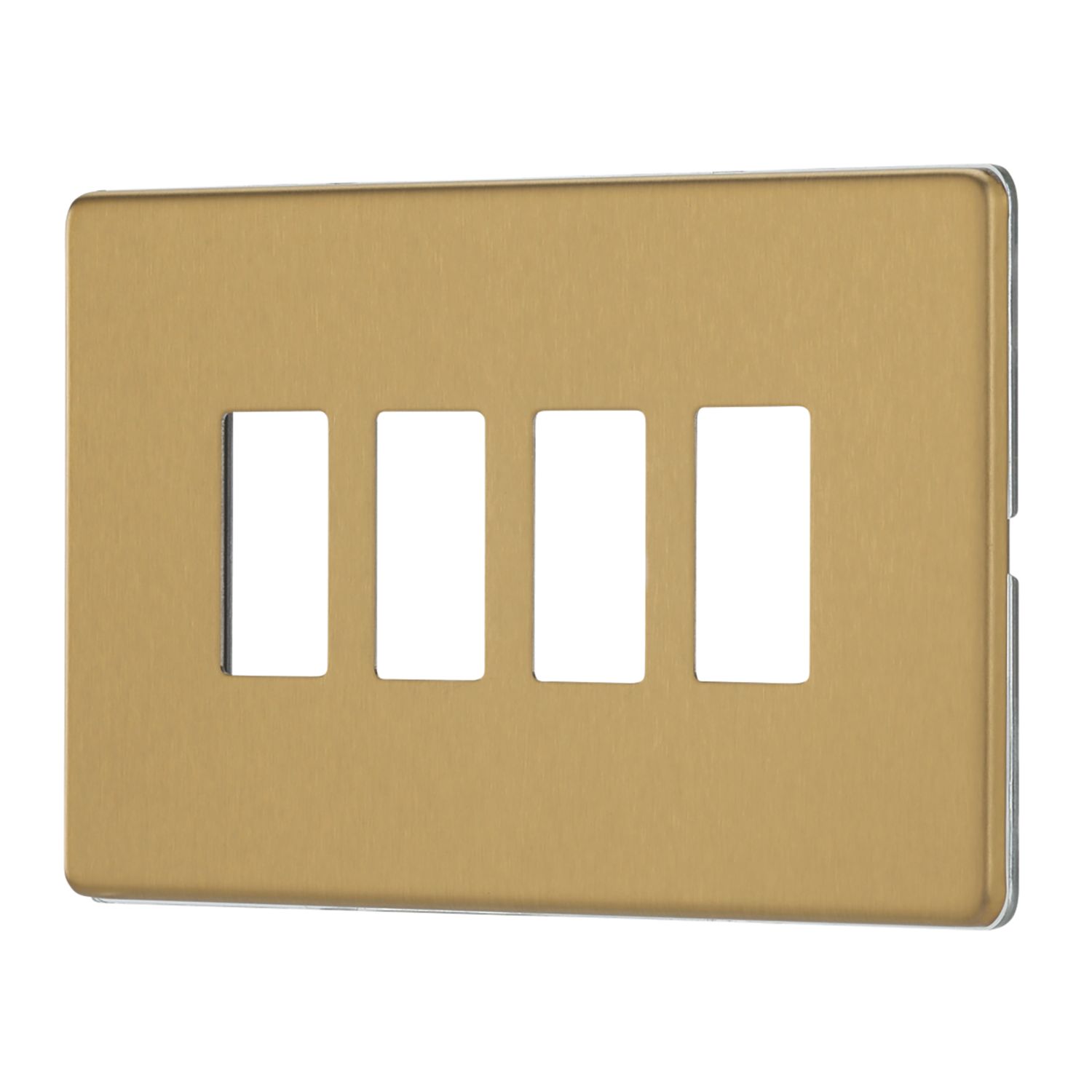 Contactum Lyric 4-Module Grid Faceplate Brushed Brass (658RP)