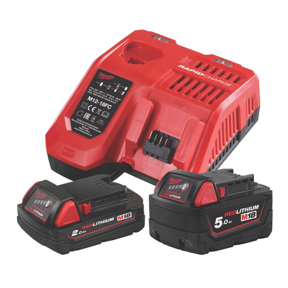 PACK BATTERIE MILWAUKEE 18V 5Ah (2 batteries 5Ah + chargeur)