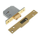 Union Fire Rated Polished Brass BS 5-Lever Mortice Deadlock 67mm Case - 40mm Backset