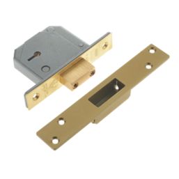 Union Fire Rated Polished Brass BS 5-Lever Mortice Deadlock 67mm Case - 40mm Backset