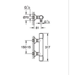 Grohe Precision Flow Exposed Single Outlet Thermostatic Matt Black Shower Mixer
